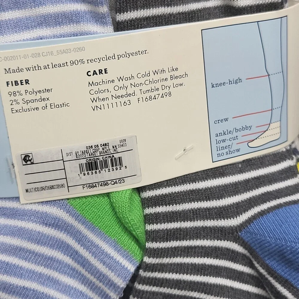 Cat & Jack Boys' Lightweight Striped Ankle Socks 10pk Size Medium 9-2.5
